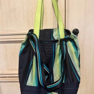 Lululemon Athletica Striped Green and Black Tote